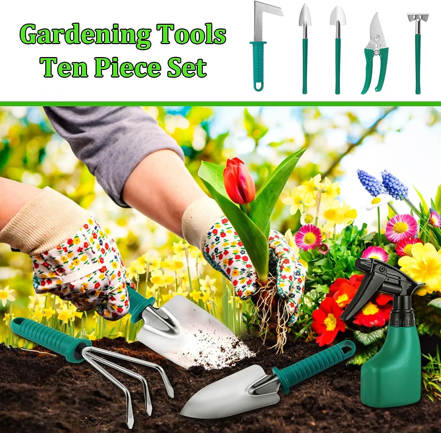 10 Pcs Of Garden Tool Set Garden Tools With Carrying Case Xf0902