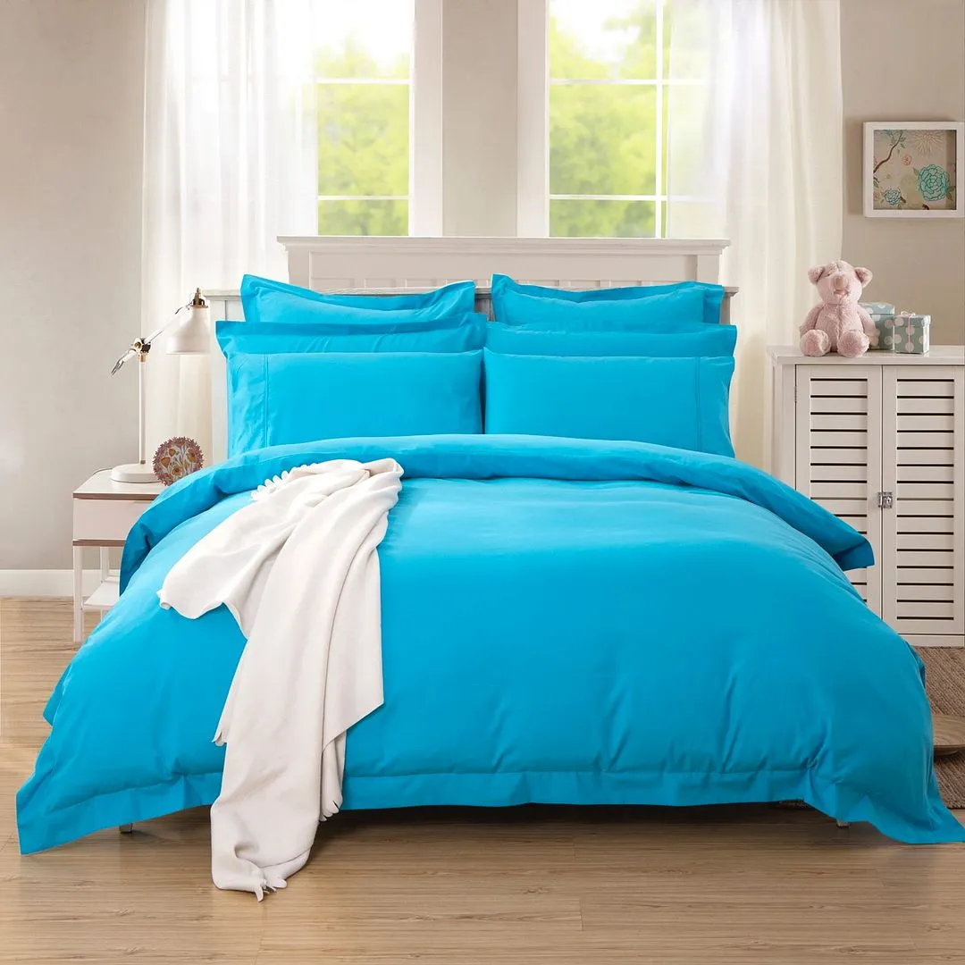 1000TC Tailored Super King Size Light Blue Duvet Doona Quilt Cover Set