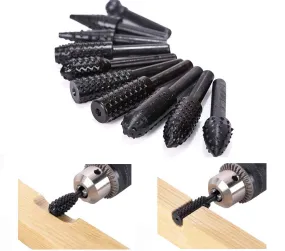 10PCS Woodworking Twist Drill Bits, Wood Carving File Rasp Drill Bits 6.3Mm(1/4") Shank Electrical Tools Woodworking Rasp Chisel Shaped Rotating