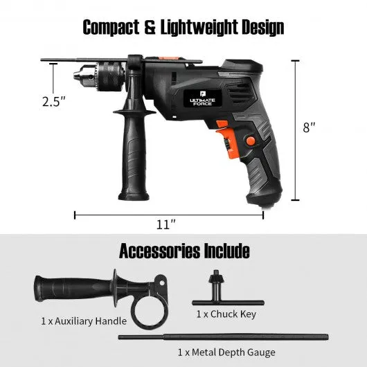 1/2" Electric Corded Impact Hammer Drill Variable Speed