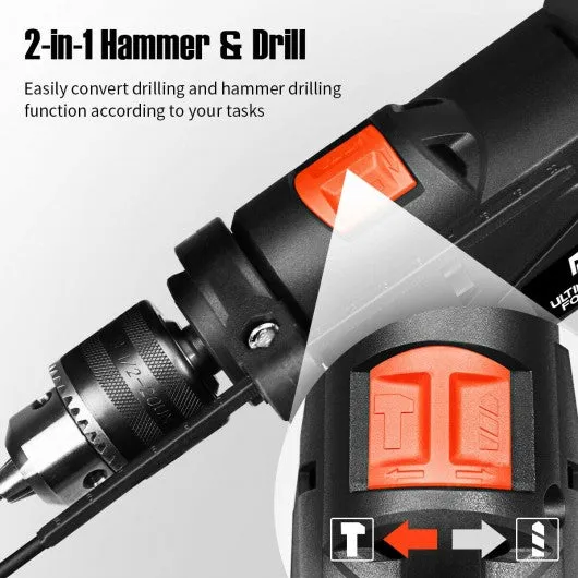 1/2" Electric Corded Impact Hammer Drill Variable Speed