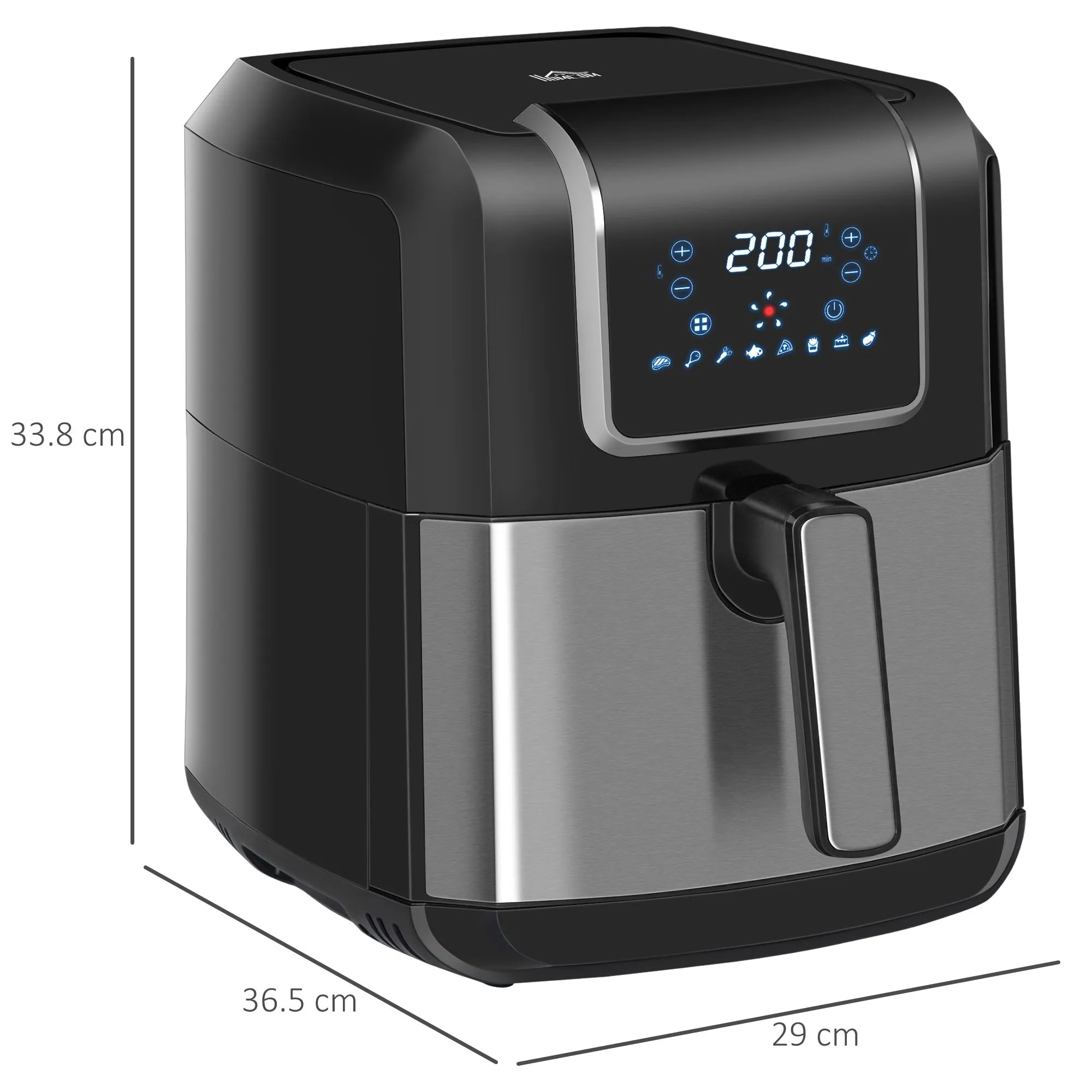 1700W 6.5L Air Fryer 8 Presets With Digital Display Black & Grey