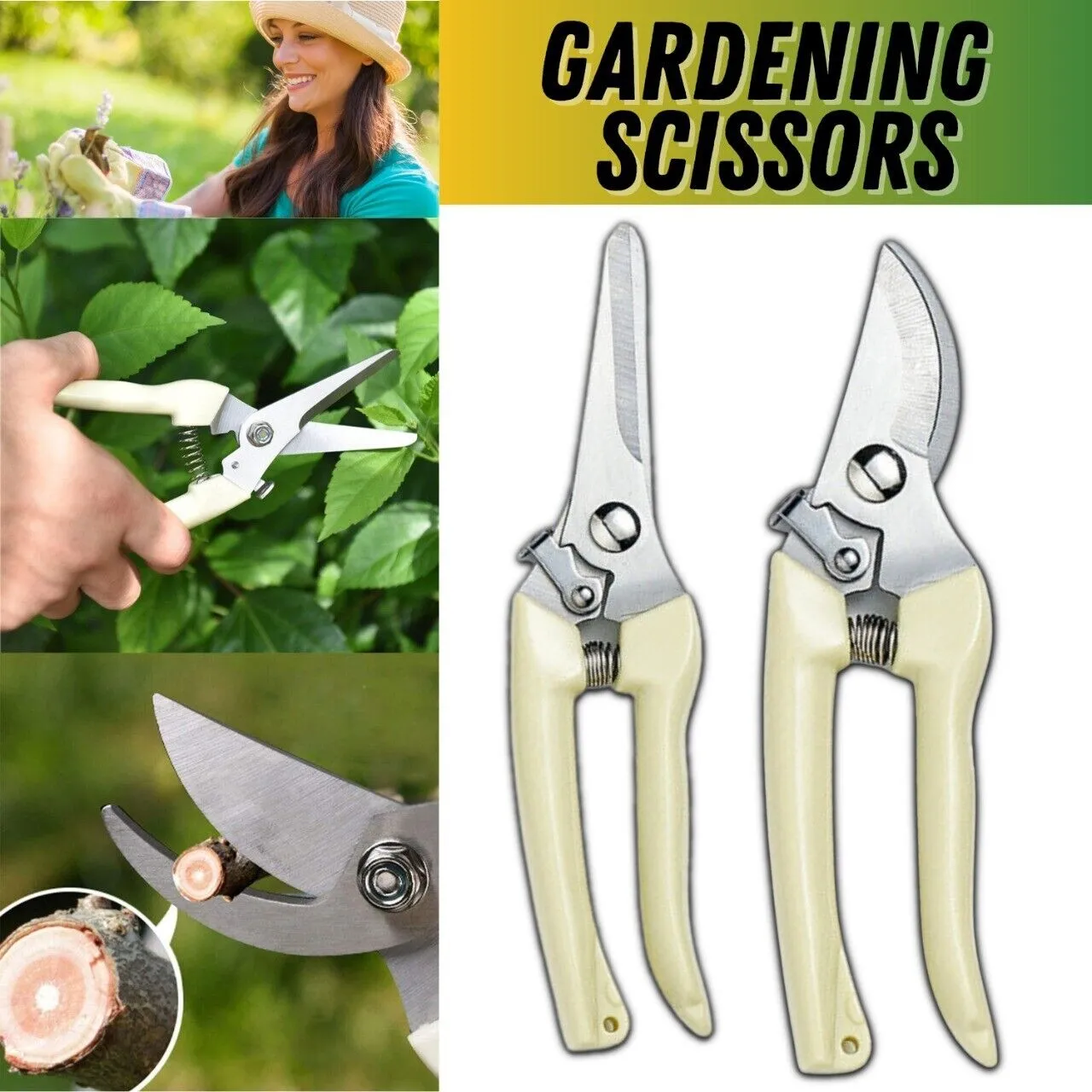 2 Pack Pruning Shears Cutter Home Gardening Plant Scissor Branch Garden Pruner