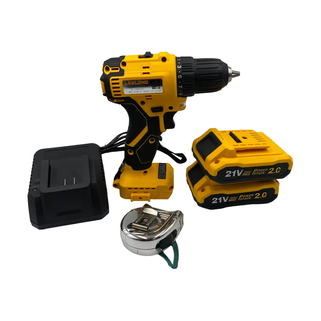 21V Cordless Brushless Hammer Drill Machine With 2X2.0Ah Li-Ion Batteries