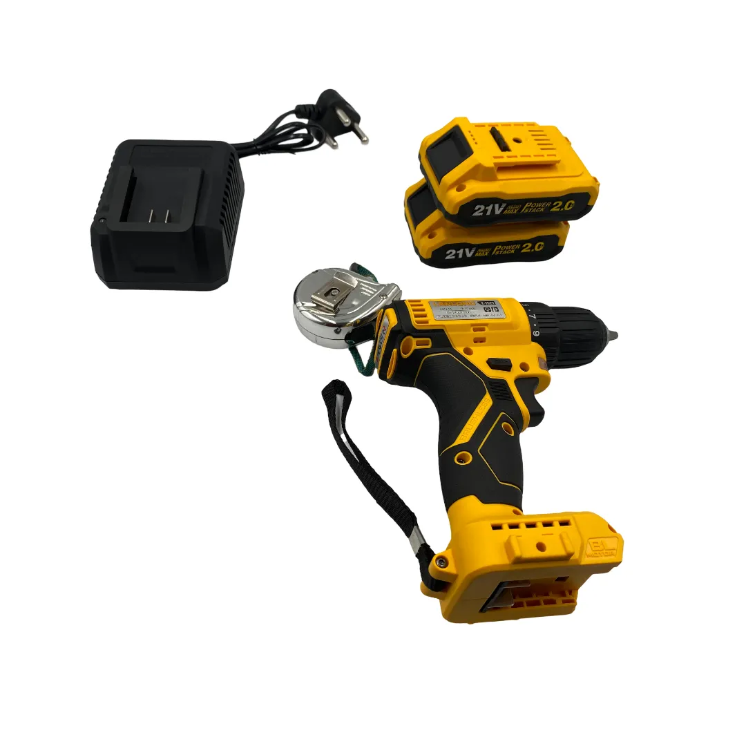 21V Cordless Brushless Hammer Drill Machine With 2X2.0Ah Li-Ion Batteries