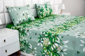 2Pcs Single Bed Sheet-Green Gold