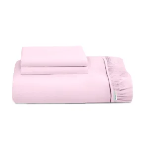 3 Piece Fitted Sheet Set Super Soft Pink Super King Size 200x200 30cm with 2 Pillow Case