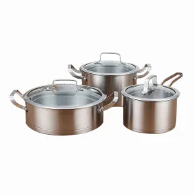 6 Pc Kitchen Sauce Pan Pots Set 430 Stainless Steel Cookware Set Milk stock Pot Pans Set