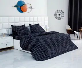 6 PCs Bed Spread Set-Black Check