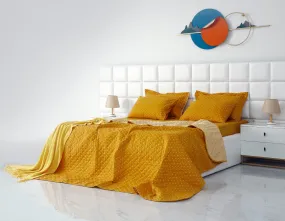 6 PCs Bed Spread Set-Mustard Polka