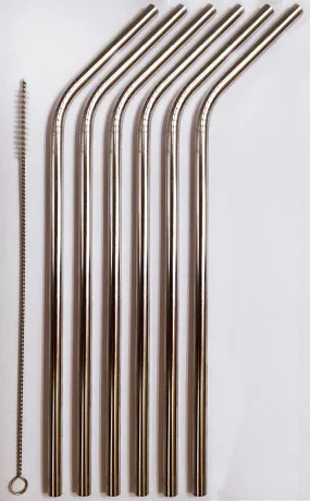 6 Reusable Straws - Stainless Steel Drinking - Set of 6   2 Cleaners - Eco Friendly, SAFE, NON-TOXIC non-plastic CocoStraw Brand