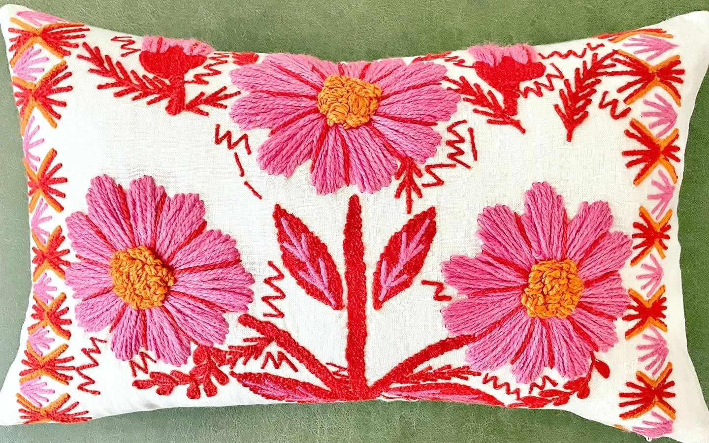 Abigayl: Schumacher Marguerite Hand Embroidered Wool & Linen Pillow Cover