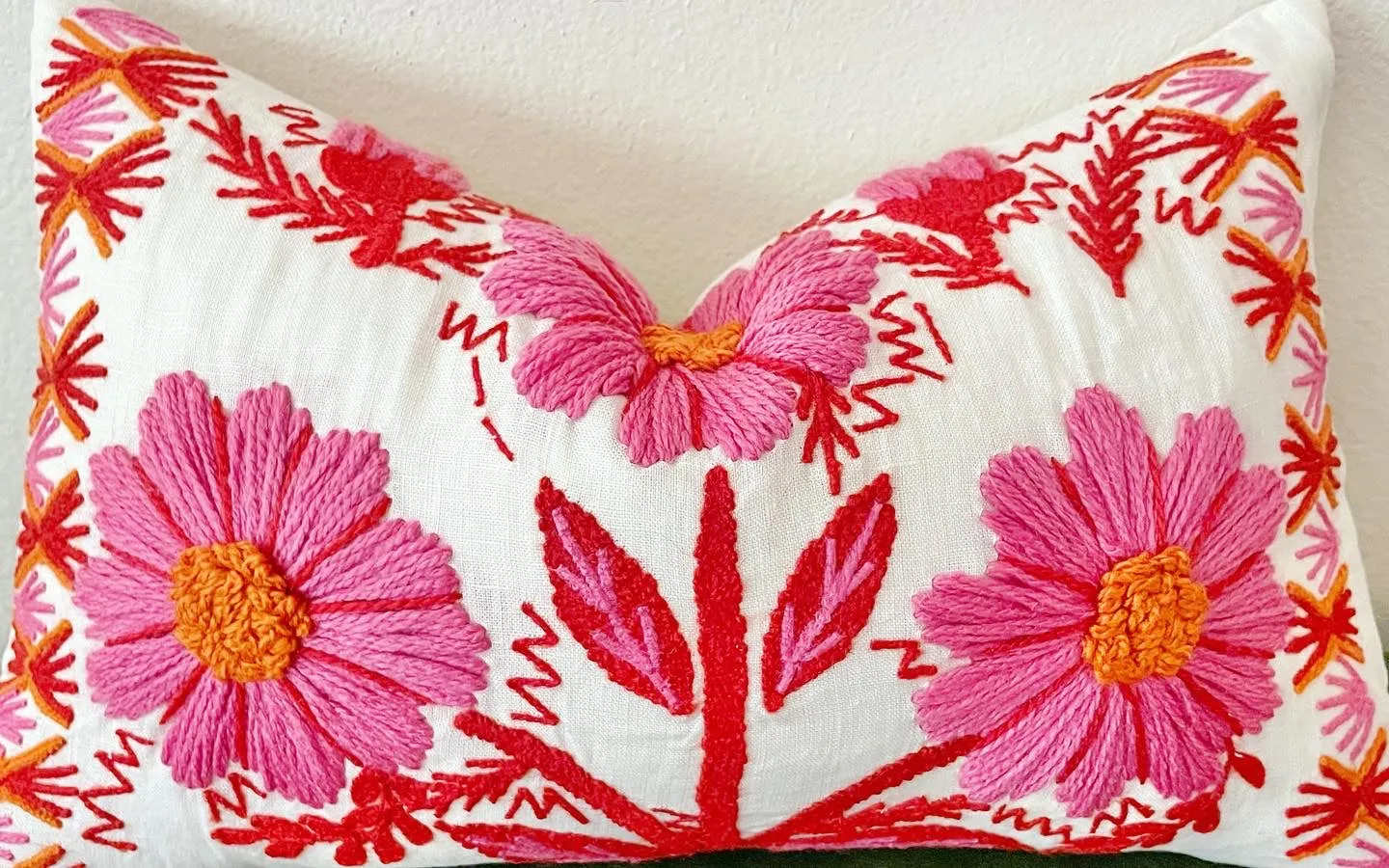 Abigayl: Schumacher Marguerite Hand Embroidered Wool & Linen Pillow Cover