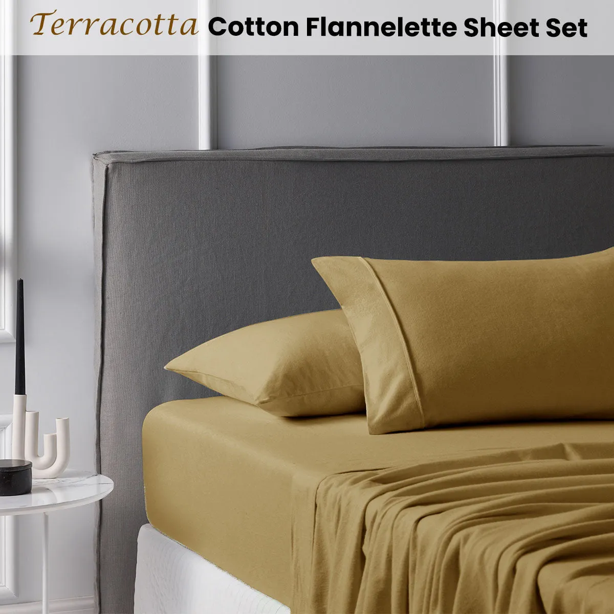 Accessorize Cotton Flannelette Sheet Set 40cm Wall Terracotta King