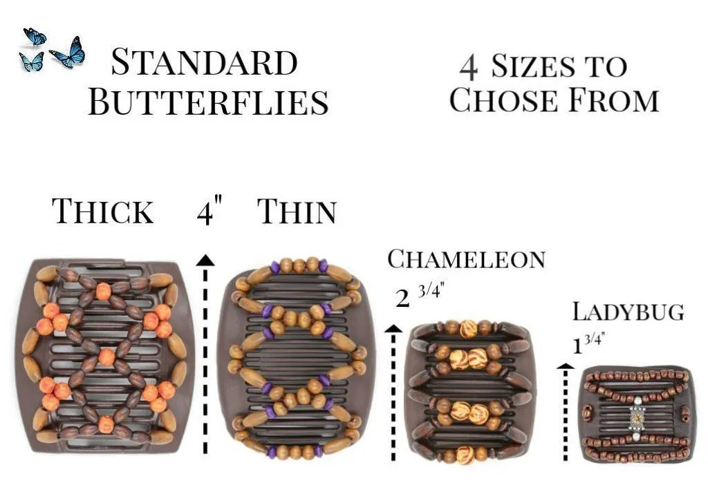 African Butterfly Chameleon Hair Comb - Stones & Bones Black 22