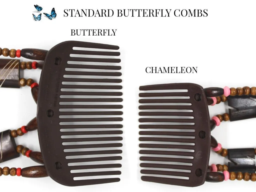 African Butterfly Hair Comb - Ndalena Blonde Pearl 01