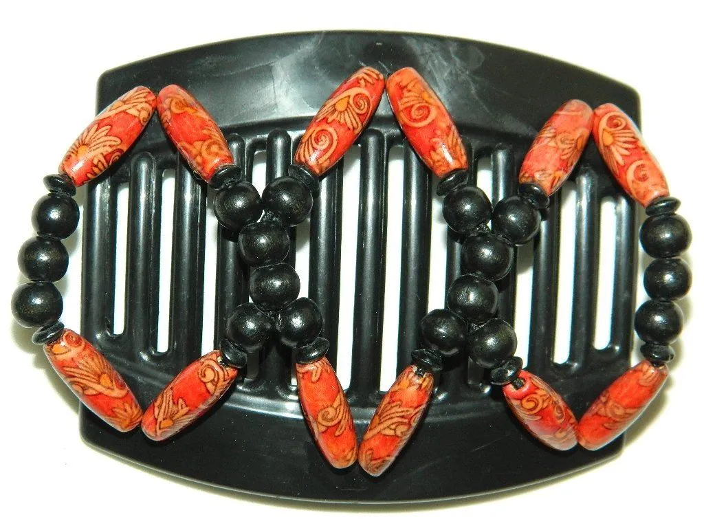 African Butterfly Thick Hair Comb - Beada Black 39