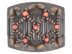 African Butterfly Thick Hair Comb - Ndebele Brown 152