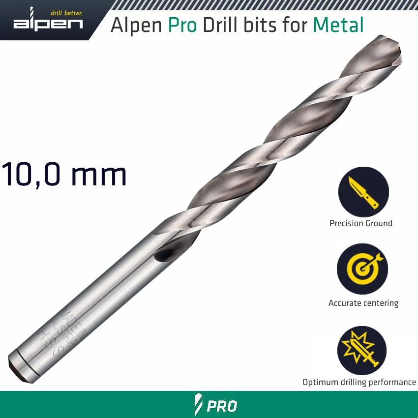 ALPEN ALPEN PRO HSS DRILL DIN 338 RN 135  WITH SPLIT POINT 10.0MM BULK ALP954010