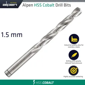 ALPEN HSS COBALT DRILL BIT 1.5MM ALP623015