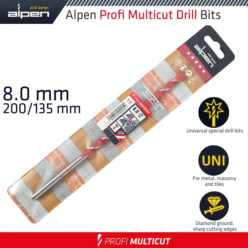 ALPEN PROFI MULTICUT DRILL BIT 8 X 200MM ALP72908