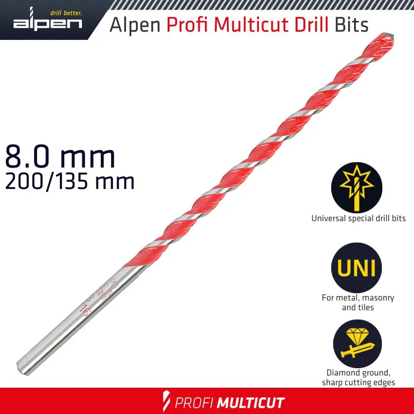 ALPEN PROFI MULTICUT DRILL BIT 8 X 200MM ALP72908