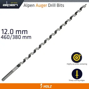 ALPEN WOOD AUGER DRILL BIT 12 X 450MM ALP22612