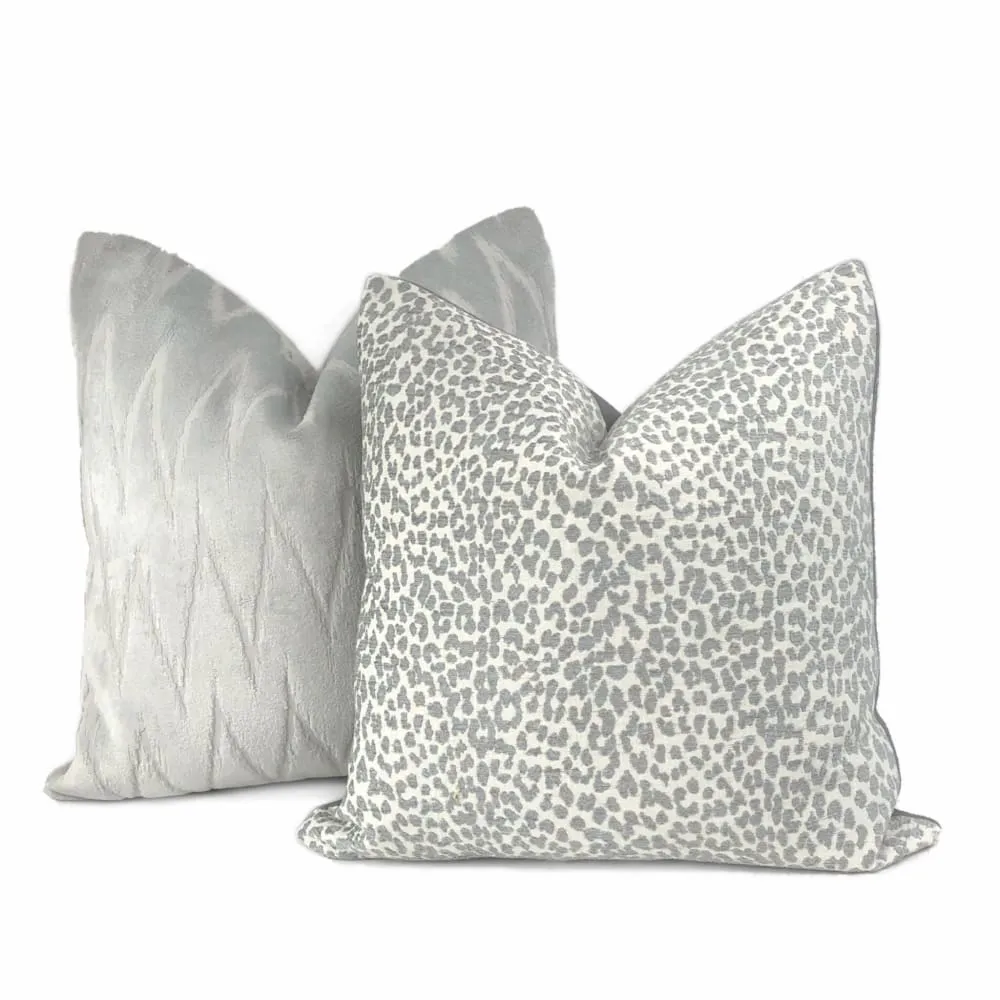 Altan Flame Stitch Chevron Light Gray Velvet Pillow Cover (Fabric by the yard available)