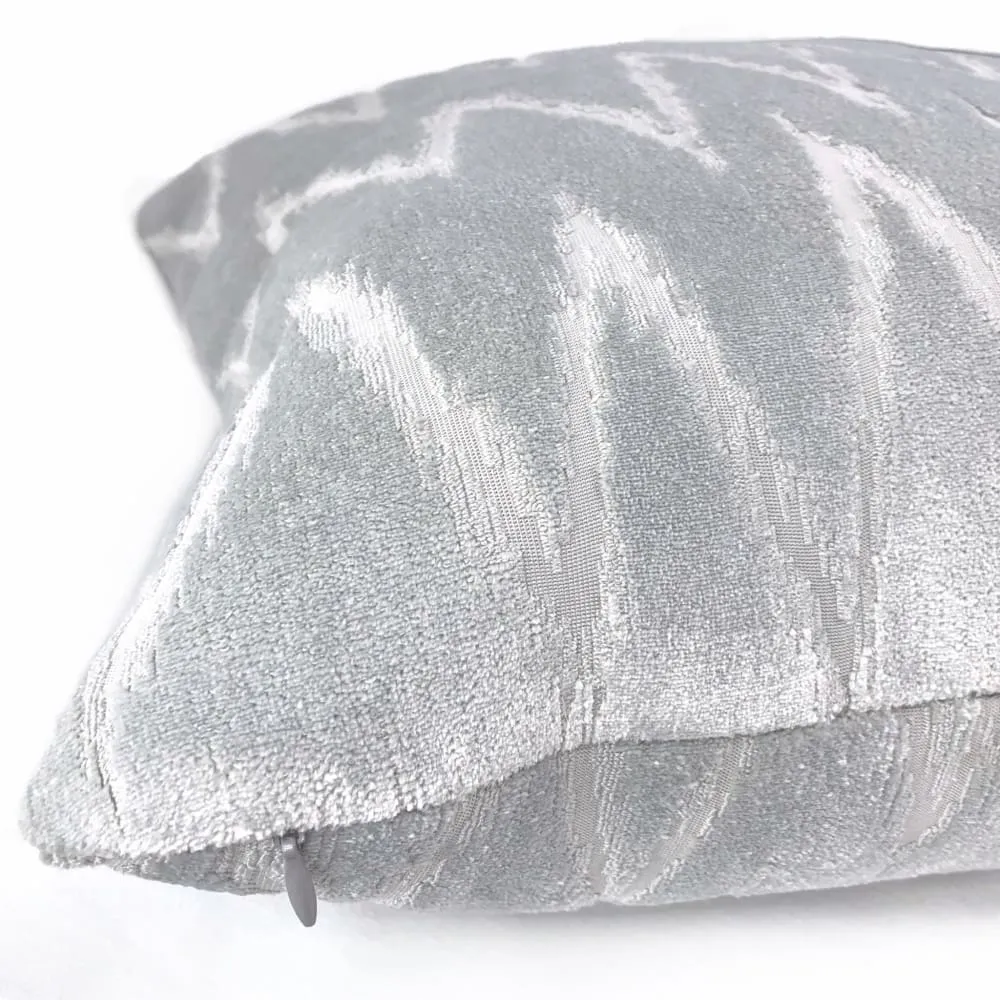 Altan Flame Stitch Chevron Light Gray Velvet Pillow Cover (Fabric by the yard available)