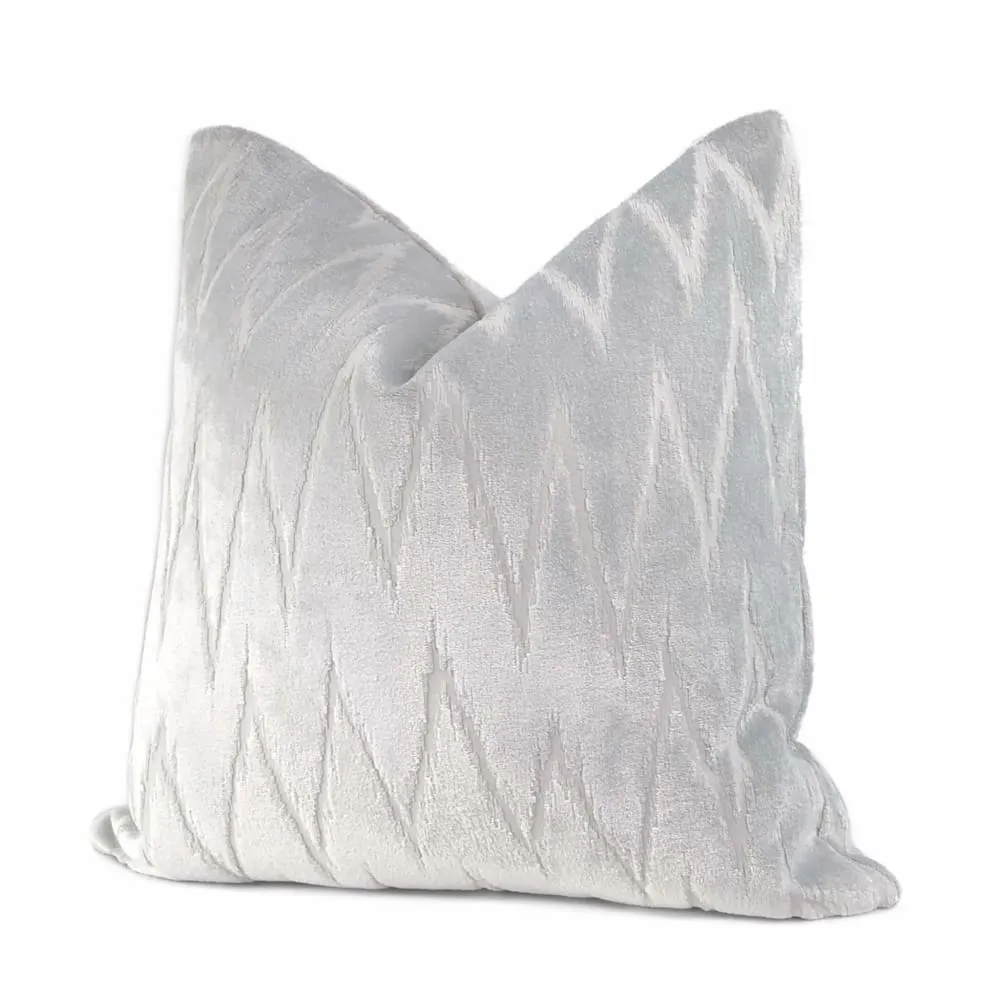 Altan Flame Stitch Chevron Light Gray Velvet Pillow Cover (Fabric by the yard available)