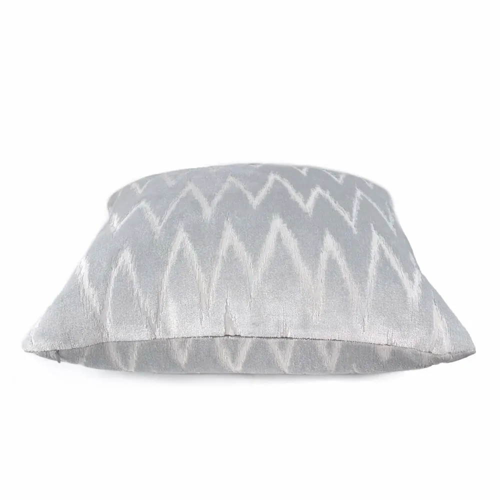 Altan Flame Stitch Chevron Light Gray Velvet Pillow Cover (Fabric by the yard available)