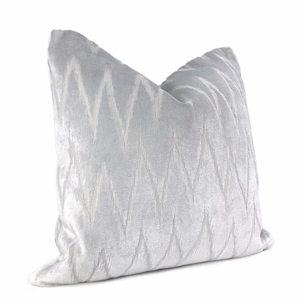 Altan Flame Stitch Chevron Light Gray Velvet Pillow Cover (Fabric by the yard available)