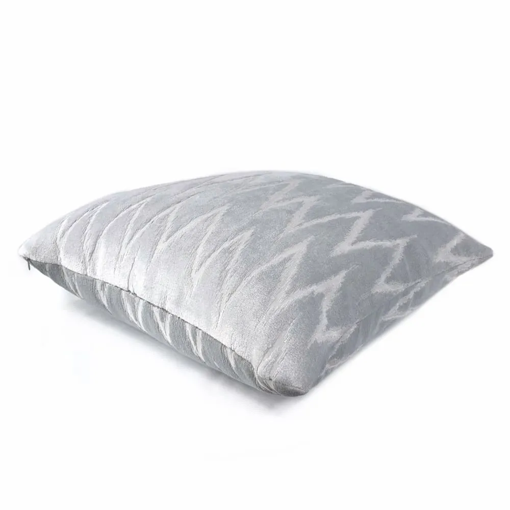 Altan Flame Stitch Chevron Light Gray Velvet Pillow Cover (Fabric by the yard available)