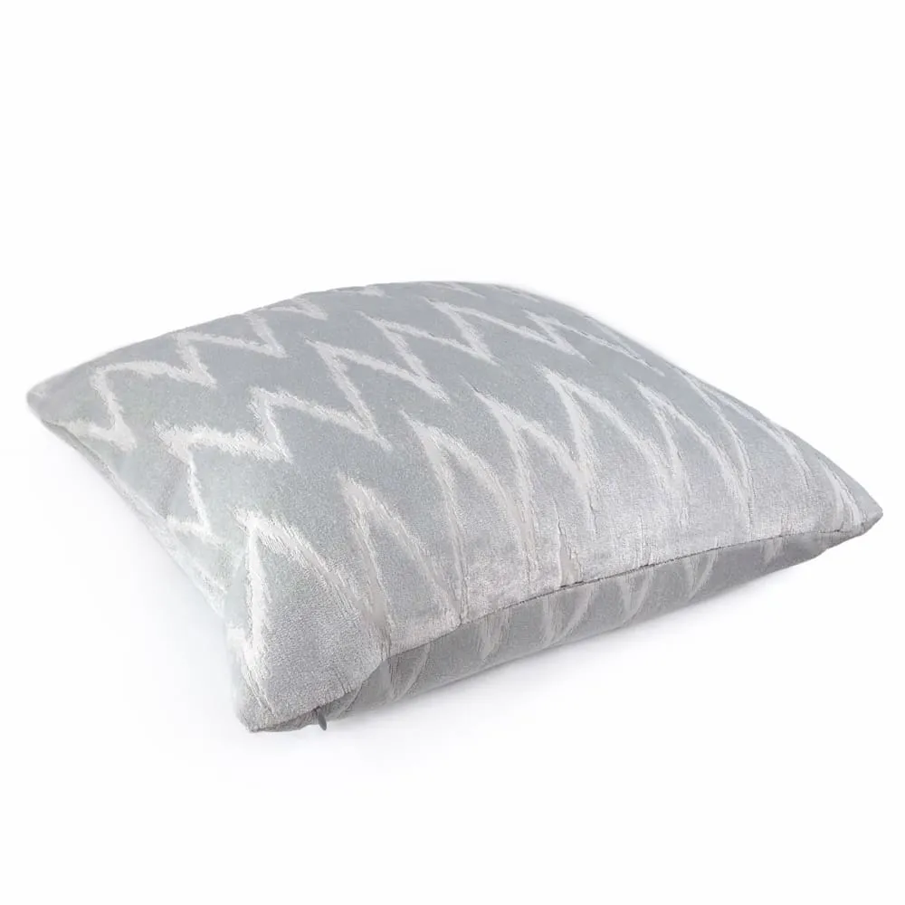 Altan Flame Stitch Chevron Light Gray Velvet Pillow Cover (Fabric by the yard available)