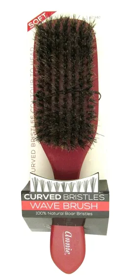 Annie Soft Wave Curved Bristle Brush 100% Pure Boar Bristles #2340