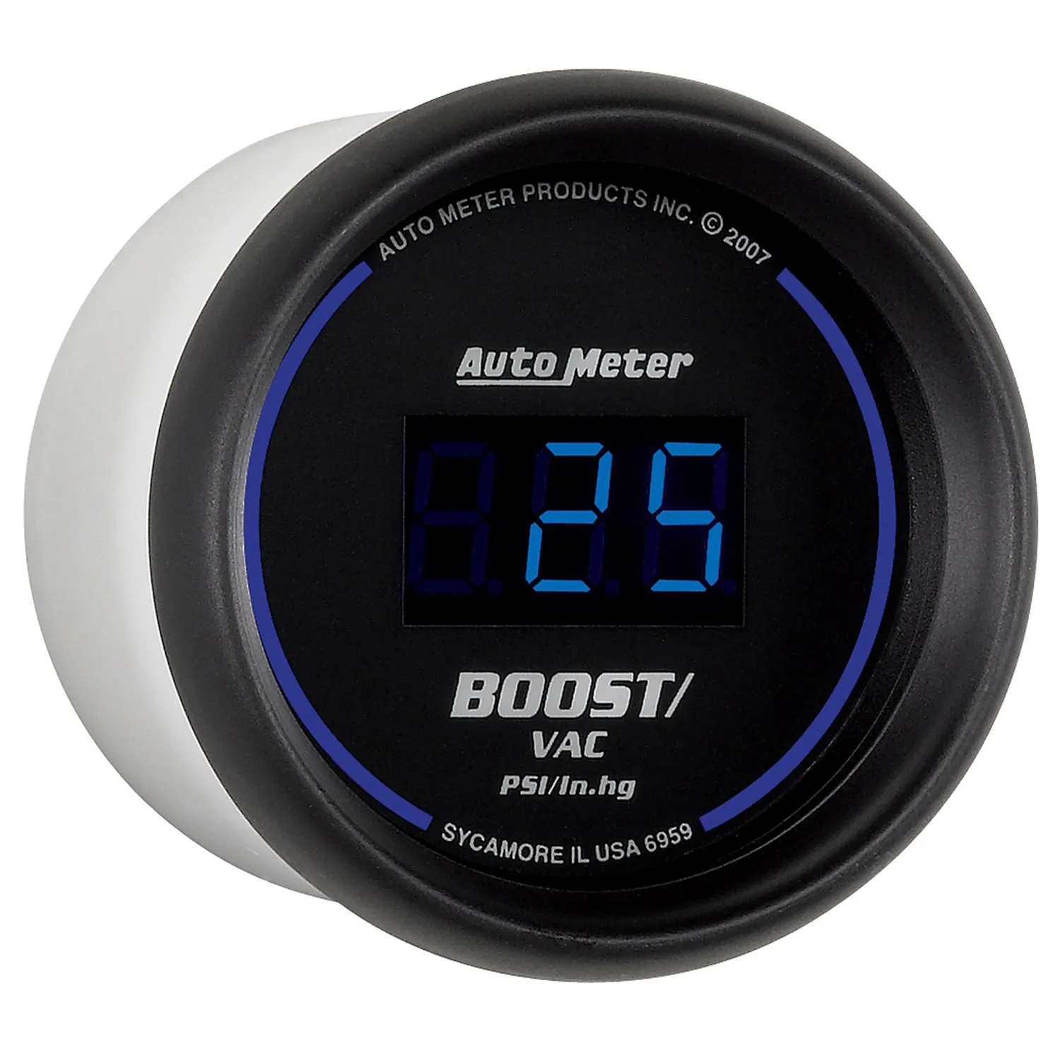 AutoMeter 6959 GAUGE; VAC/BOOST; 2 1/16in.; 30INHG-30PSI; DIGITAL; BLACK DIAL W/BLUE LED