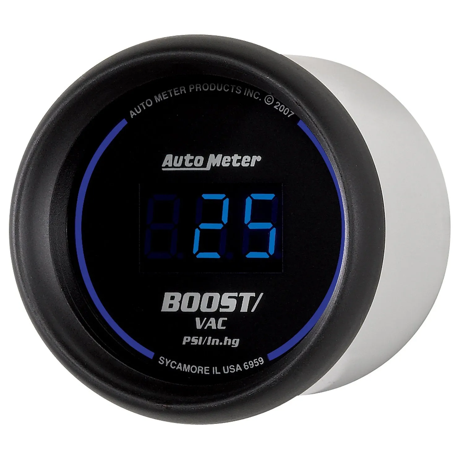 AutoMeter 6959 GAUGE; VAC/BOOST; 2 1/16in.; 30INHG-30PSI; DIGITAL; BLACK DIAL W/BLUE LED