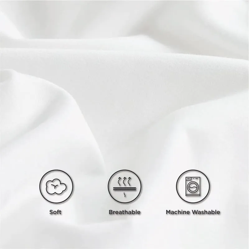 BALAJI EXPORT- 100% Cotton Queen Size 6 Piece Bedsheet Set- 400 TC Flat Sheet, Fitted Sheet & 4 Pillow Cover- 10" Deep Pocket- Ultra Soft & Breathable Bedding Set-White Solid