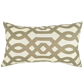 Beige Contemporary Trellis Lumbar Pillow Cover 15x26