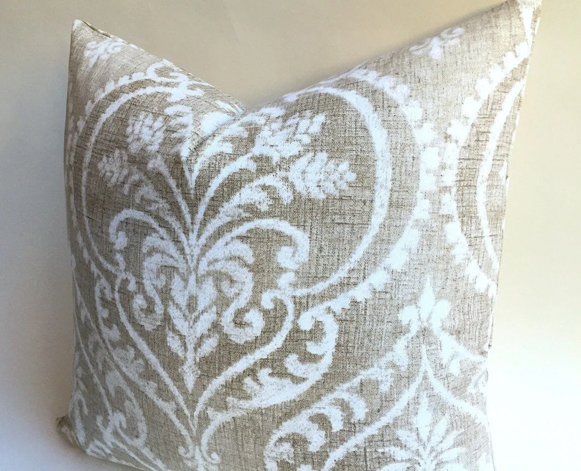 Beige Ikat Decorative Pillow 16x16 24x24 26x26 14x36 inches / Sand Ikat Pillow / Tan Ikat Neutral Accent Pillow Cover