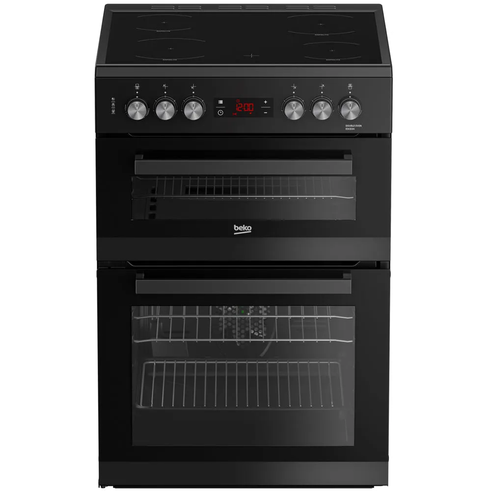 Beko EDC634K 60cm Double Oven Electric Cooker with Ceramic Hob - Black