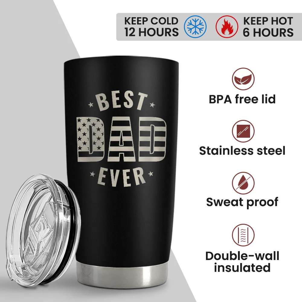 Best Dad Ever Tumbler with Lid - Dad Nutrition Facts 20oz Insulated Stainless Steel Mug - Coffee Mug for Travel Outdoor Sport Office, Gift for FatherÃ¢â‚¬â„¢s Day Birthday