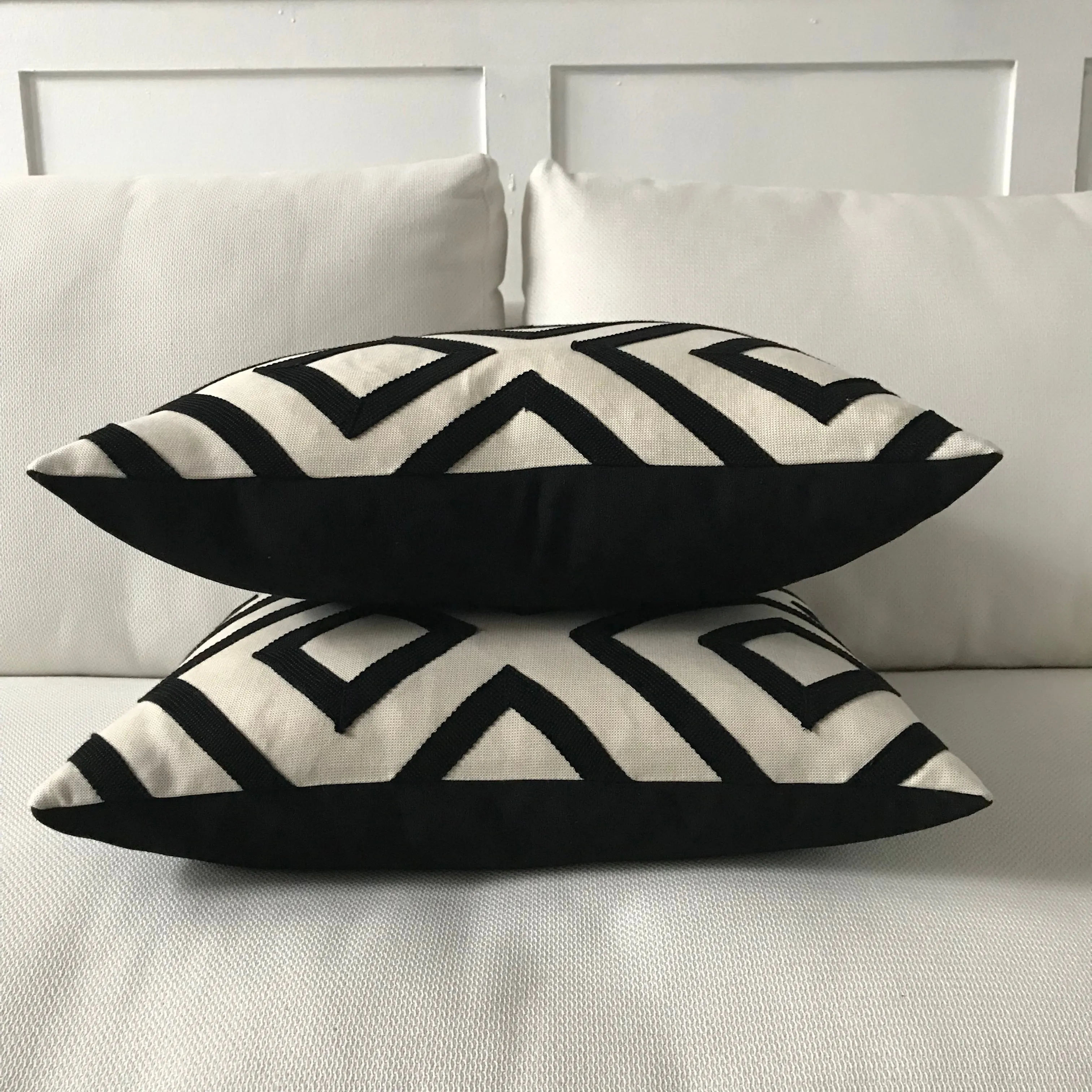 Black and White Modern Geometric Pique Throw Pillow Cover 20x20