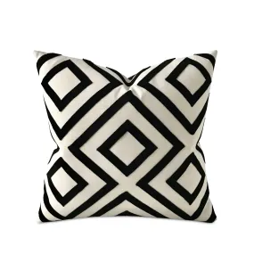 Black and White Modern Geometric Pique Throw Pillow Cover 20x20