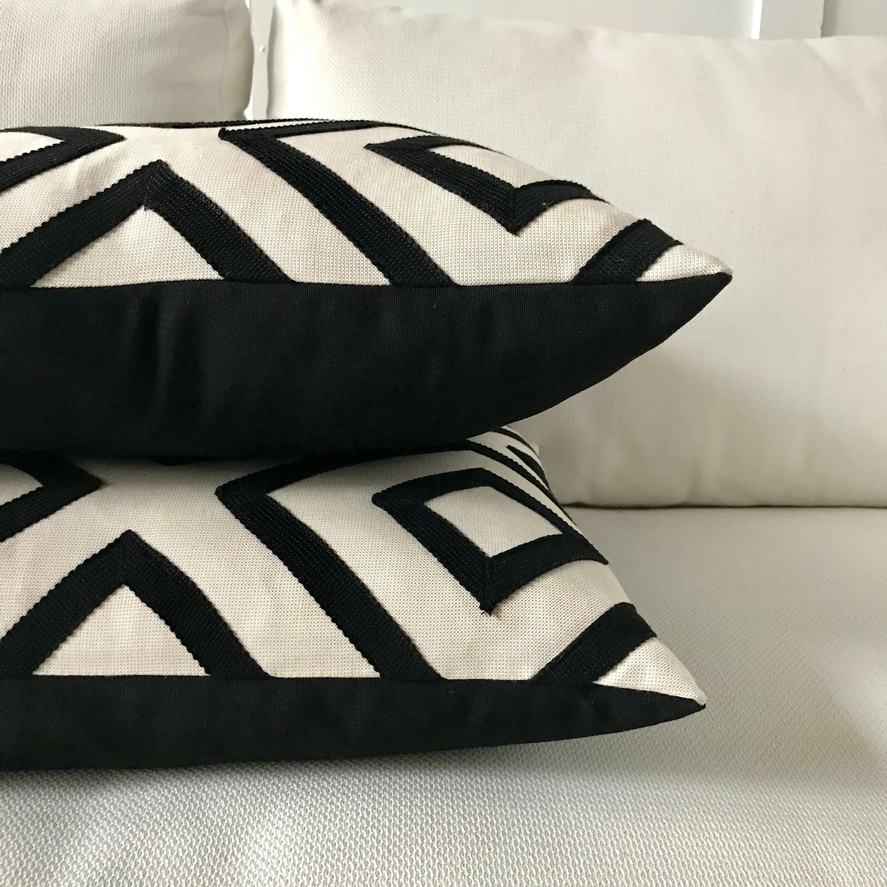 Black and White Modern Geometric Pique Throw Pillow Cover 20x20