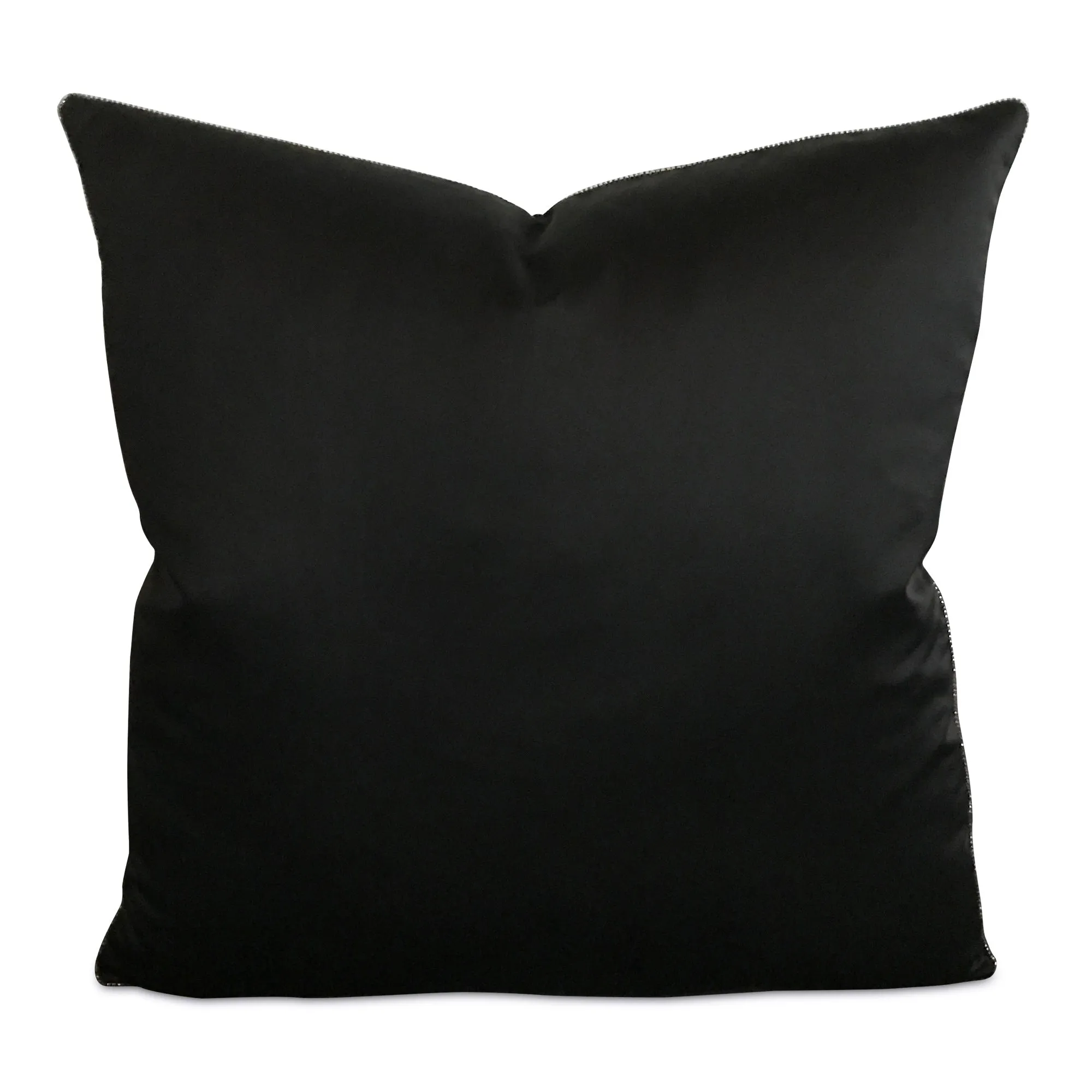 Black Silk Metallic Bead Trim Throw Pillow Cover 20x20