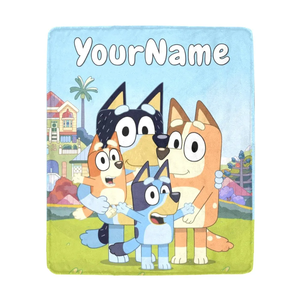 Bluey Gift Blanket - Custom Bluey Blanket with Name