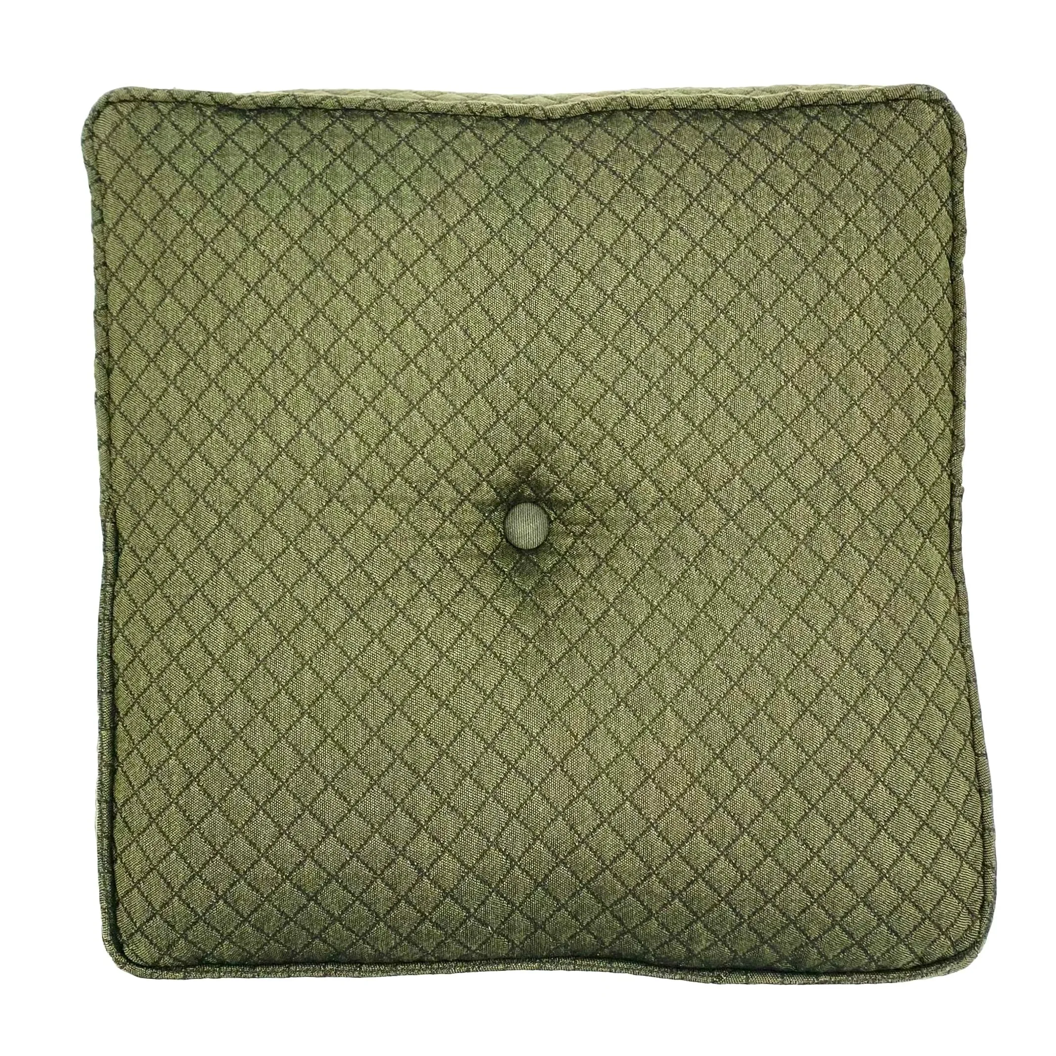 Bosque Green Button-Tufted Throw Pillow 16x16x2