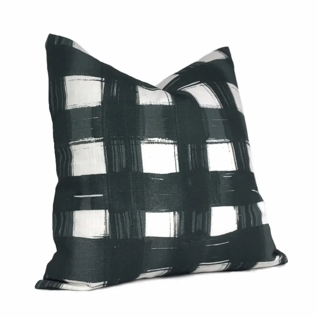 Brentwood Black & White Plaid Checks Print Pillow Cover