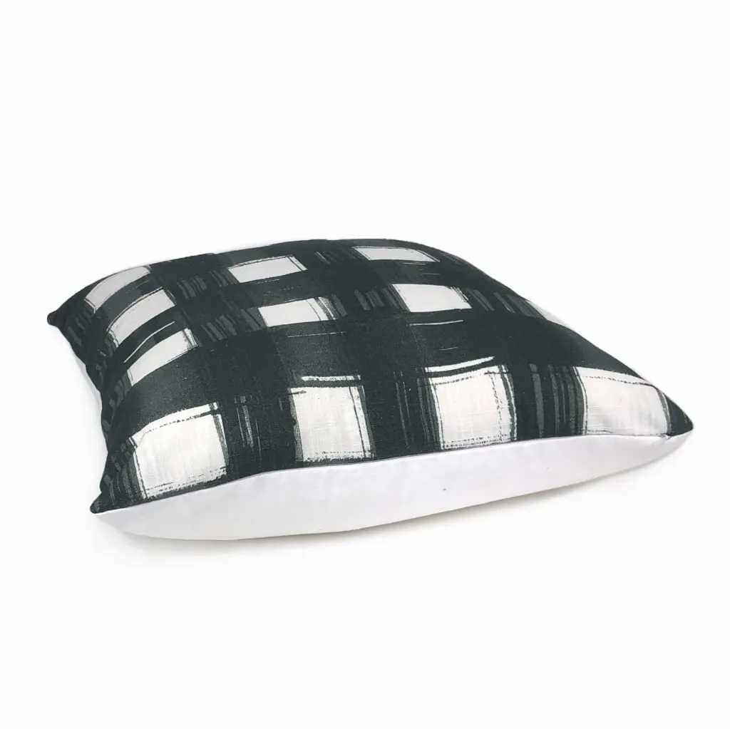 Brentwood Black & White Plaid Checks Print Pillow Cover